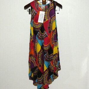 NWT Jessica Taylor Multicolor Rayon Sleeveless Tank Dress Handkerchief One Size